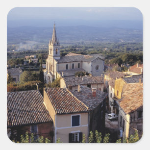 Adesivo Quadrado Europa, França, Bonnieux. A luz do pôr do sol cai