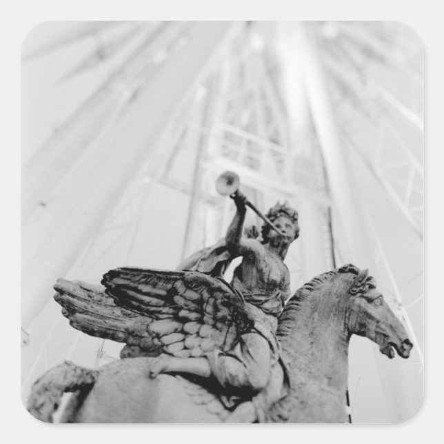 Adesivo Quadrado Europa, França, Paris. Estátua e roda-gigante, 2