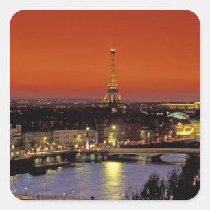 Adesivo Quadrado Europa, França, Paris. Vista do pôr do sol da Torr