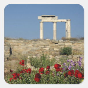 Adesivo Quadrado Europa, Grécia, Cíclades, Delos. Ruínas de colu