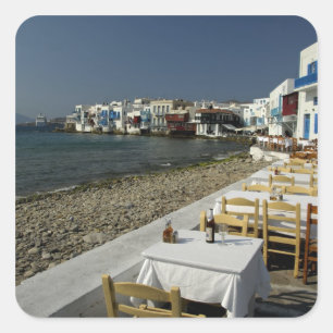 Adesivo Quadrado Europa, Grécia, Mykonos. Vistas do litoral