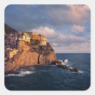 Adesivo Quadrado Europa, Itália, Manarola. Os penhascos-nidificados