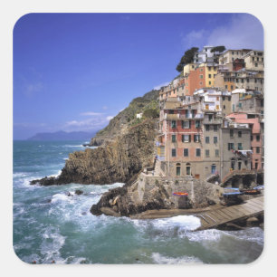 Adesivo Quadrado Europa, Itália, Riomaggiore. Riomaggiore é const