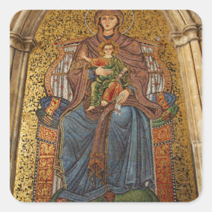 Adesivo Quadrado Europa, Itália, Sicília, Taormina. Madona e filho