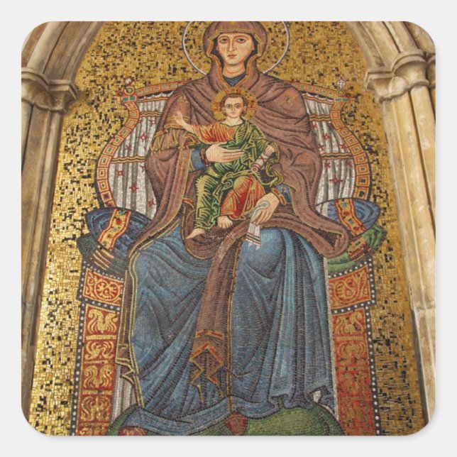 Adesivo Quadrado Europa, Itália, Sicília, Taormina. Madonna e crian (Frente)