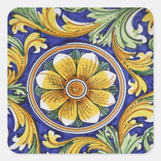 Adesivo Quadrado Europa, Itália, Sicília, Taormina. Tradicional 4 (Frente)