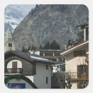 Adesivo Quadrado Europa, Itália, Vale de Aosta, COURMAYEUR: Cidade