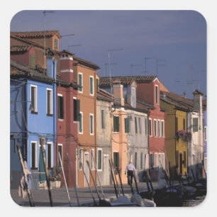 Adesivo Quadrado Europa, Itália, Veneza. Casas multicoloridas