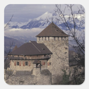 Adesivo Quadrado Europa, Liechtenstein, Vaduz. Vaduz Castle,