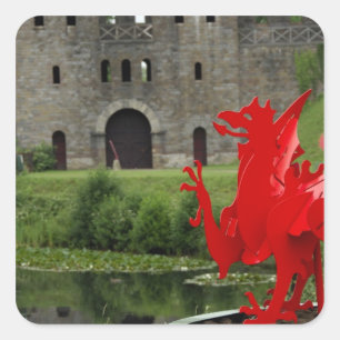 Adesivo Quadrado Europa, País de Gales, Cardiff. Castelo de Cardiff