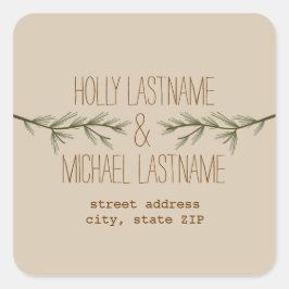 Adesivo Quadrado Evergreen Branch Address Sticker
