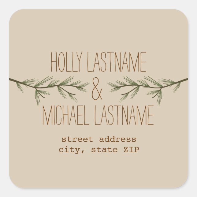 Adesivo Quadrado Evergreen Branch Address Sticker (Frente)
