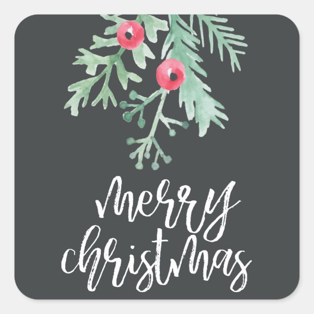 Adesivo Quadrado Evergreen Christmas Sticker Slate (Frente)