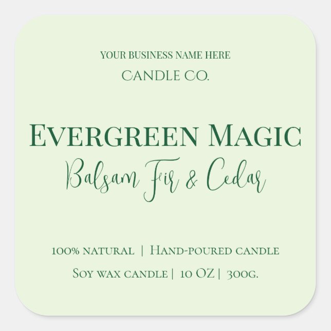Adesivo Quadrado Evergreen Magic Christmas Candle Label | Custom (Frente)