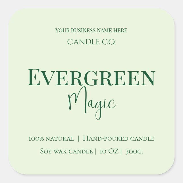 Adesivo Quadrado Evergreen Magic Christmas Candle Label | Custom (Frente)