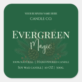 Adesivo Quadrado Evergreen Magic Christmas Candle Label | Custom