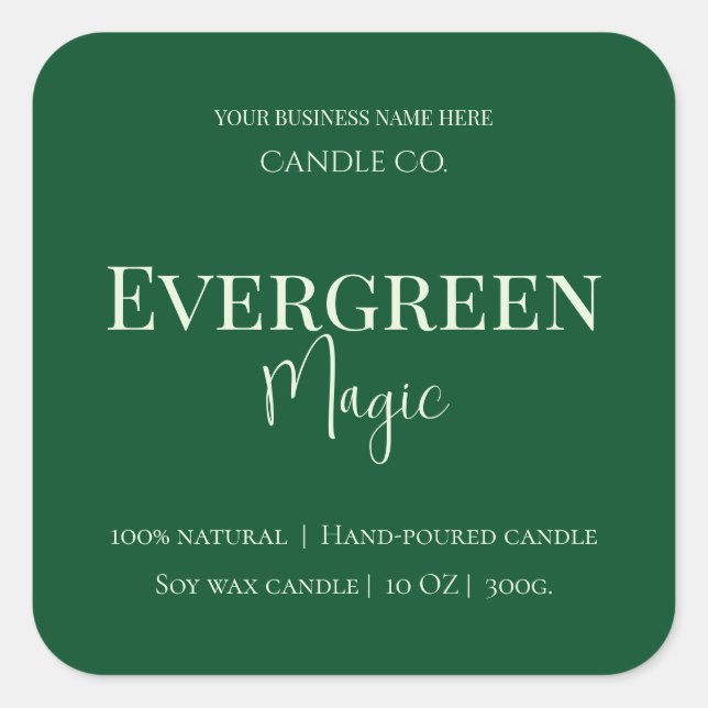 Adesivo Quadrado Evergreen Magic Christmas Candle Label | Custom (Frente)