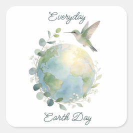 Adesivo Quadrado Everyday Earth Day Hummingbird Bird