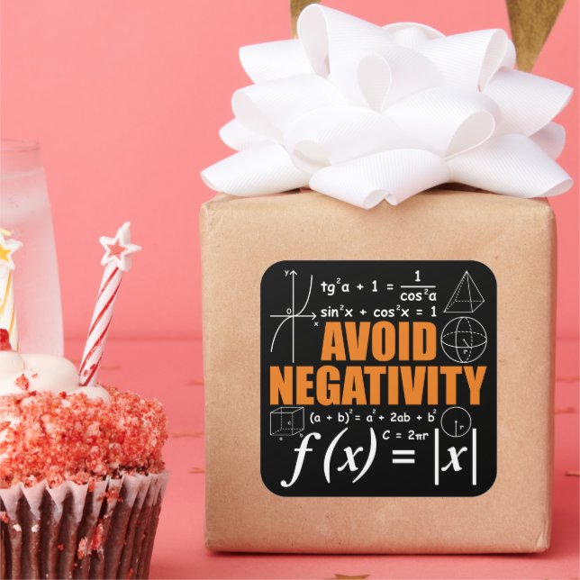 Adesivo Quadrado Evite a negatividade Engraçado Professor de Matemá (Festa)