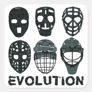 Adesivo Quadrado Evolução de Máscara de Hockey Goalie