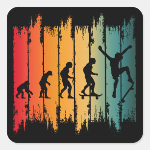 Adesivo Quadrado Evolução Do Patinador De Skate