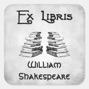 Adesivo Quadrado Ex Libris Deco Letters Faux Canvas
