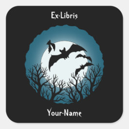 Adesivo Quadrado Ex-libris do Livro Morcegos e Árvores Contra a Lua
