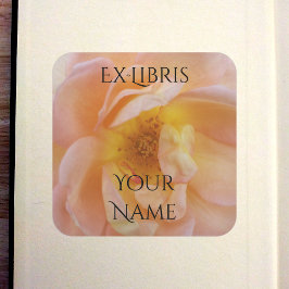 Adesivo Quadrado Ex-libris do Livro Rosa Cor de Pêssego