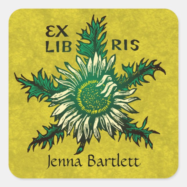 Adesivo Quadrado Ex Libris Floral Sticker (Frente)