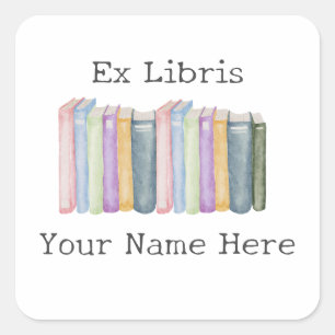 Adesivo Quadrado Ex Libris Pastel Bookplate