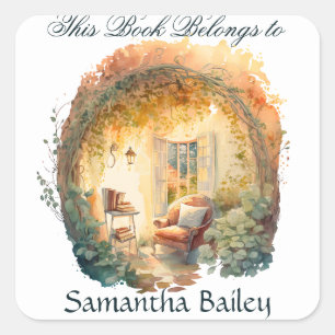 Adesivo Quadrado Ex Libris Personalizado Bookplate