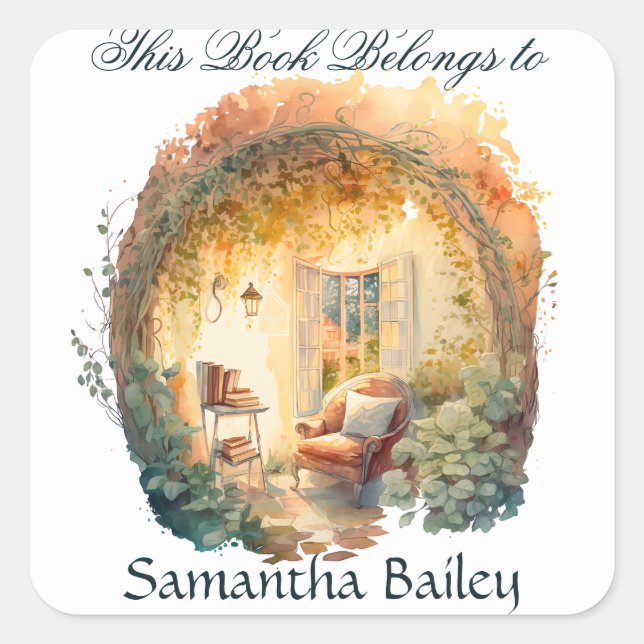 Adesivo Quadrado Ex Libris Personalizado Bookplate (Frente)