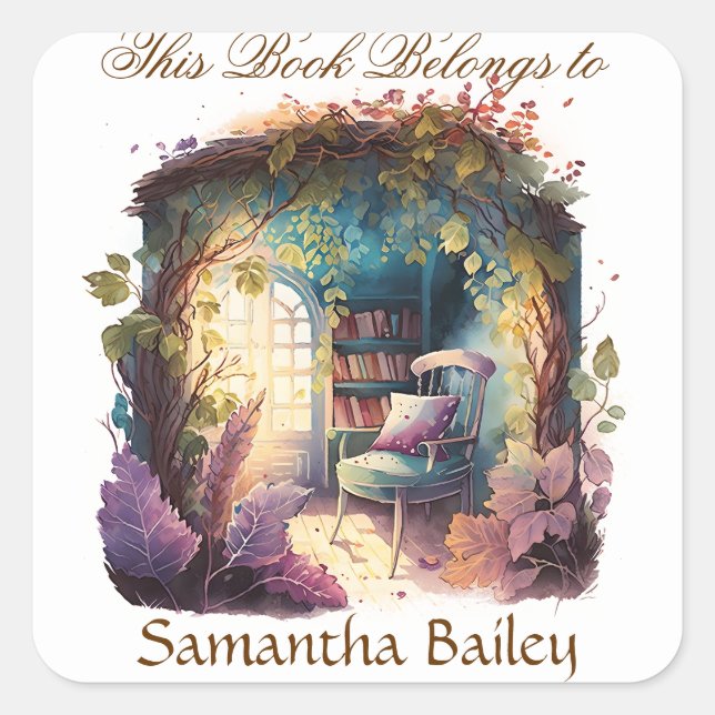 Adesivo Quadrado Ex Libris Personalizado Bookplate (Frente)