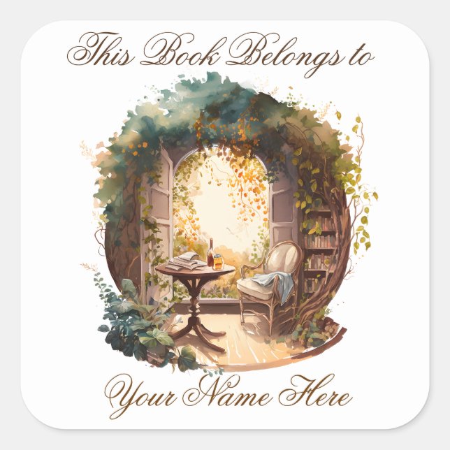 Adesivo Quadrado Ex Libris Personalizado Bookplate (Frente)