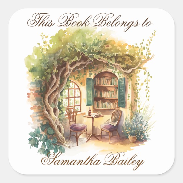 Adesivo Quadrado Ex Libris Personalizado Bookplate (Frente)