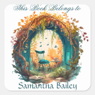 Adesivo Quadrado Ex Libris Personalizado Bookplate