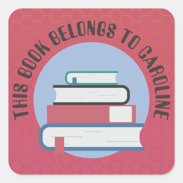 ADESIVO QUADRADO EX-LIBRIS PESSOAL, LIVROS, LIVROS EMPILHADOS, LIVR (Frente)