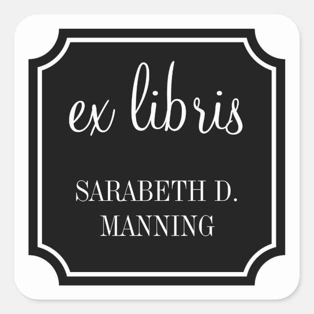 Adesivo Quadrado Ex Libris Square Mansard Border Bookplate (Frente)
