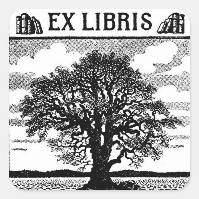 Adesivo Quadrado Ex Libris Tree Bookplate (Frente)