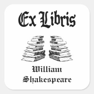 Adesivo Quadrado Ex Libris Vintage Letters Personalizar Bookplate