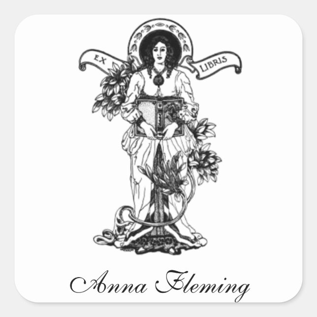Adesivo Quadrado Ex-mulher Libris com Livro (Frente)