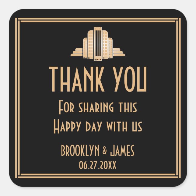 Adesivo Quadrado Excelente Art Deco Gatsby Black Wedkers (Frente)