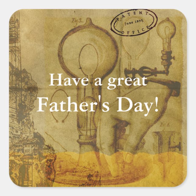 Adesivo Quadrado Excelente de Lâmpada Edison Steampunk (Frente)