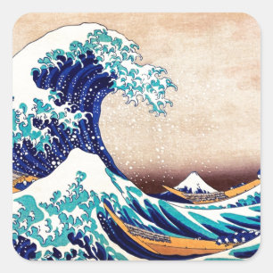 Adesivo Quadrado Excelente De Onda De Kanagawa Vintage Impressão A