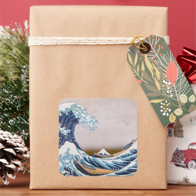 Adesivo Quadrado Excelente de Tsunami Wave fora de Kanagawa Japão p (Feriado)