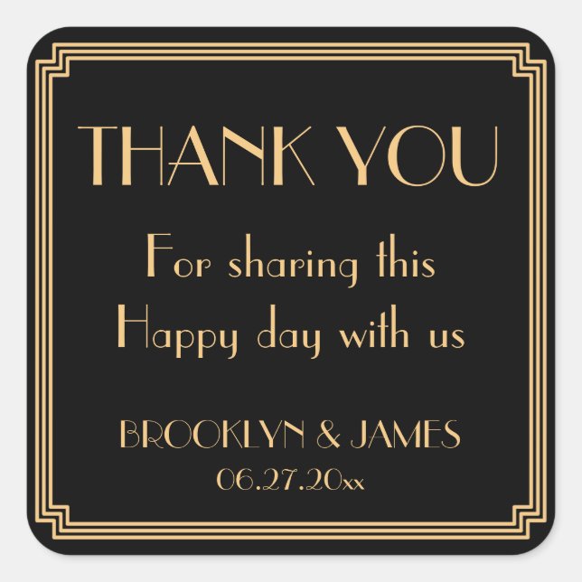 Adesivo Quadrado Excelente Gatsby Art Deco Black Wedkers (Frente)