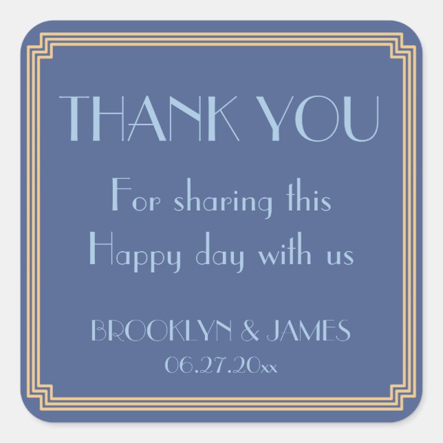 Adesivo Quadrado Excelente Gatsby Art Deco Blue Wedkers (Frente)