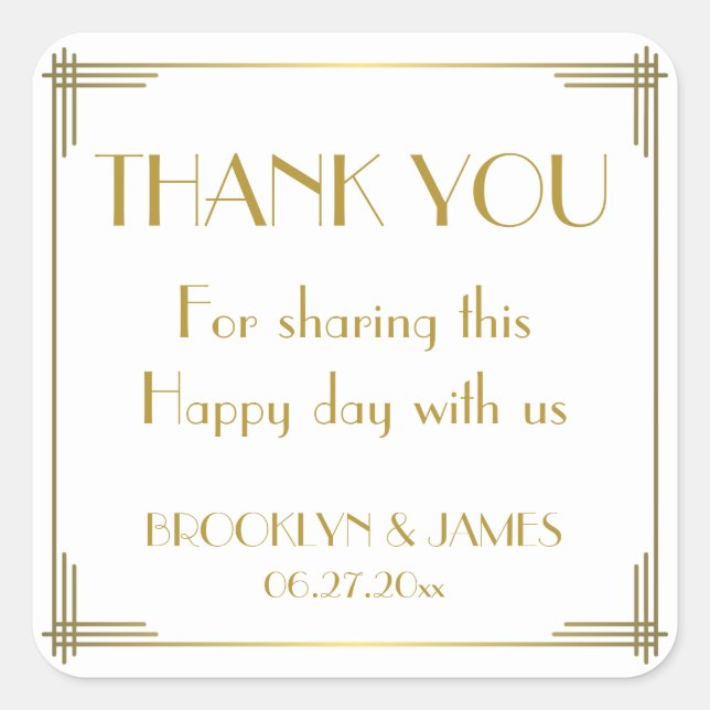 Adesivo Quadrado Excelente Gatsby Dourado Art Deco Stickers (Frente)