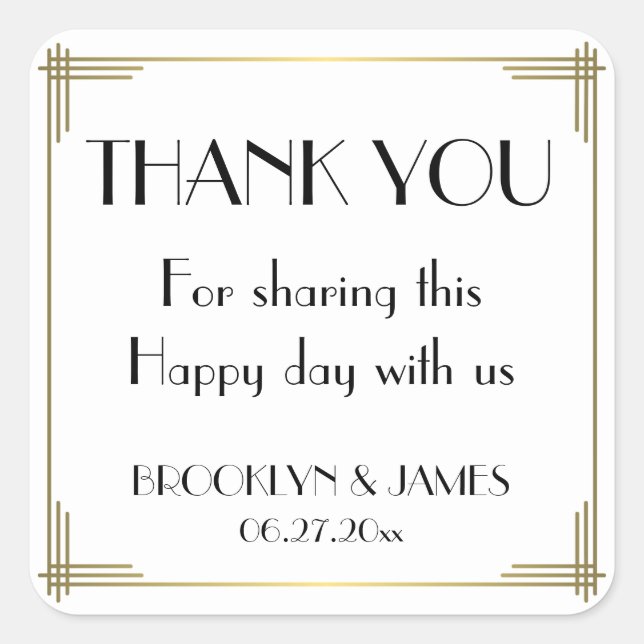 Adesivo Quadrado Excelente Gatsby White Art Deco Stickers (Frente)