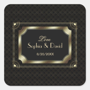 Adesivo Quadrado Excelente Glamorous Gatsby Arte Negra Dourada Casa